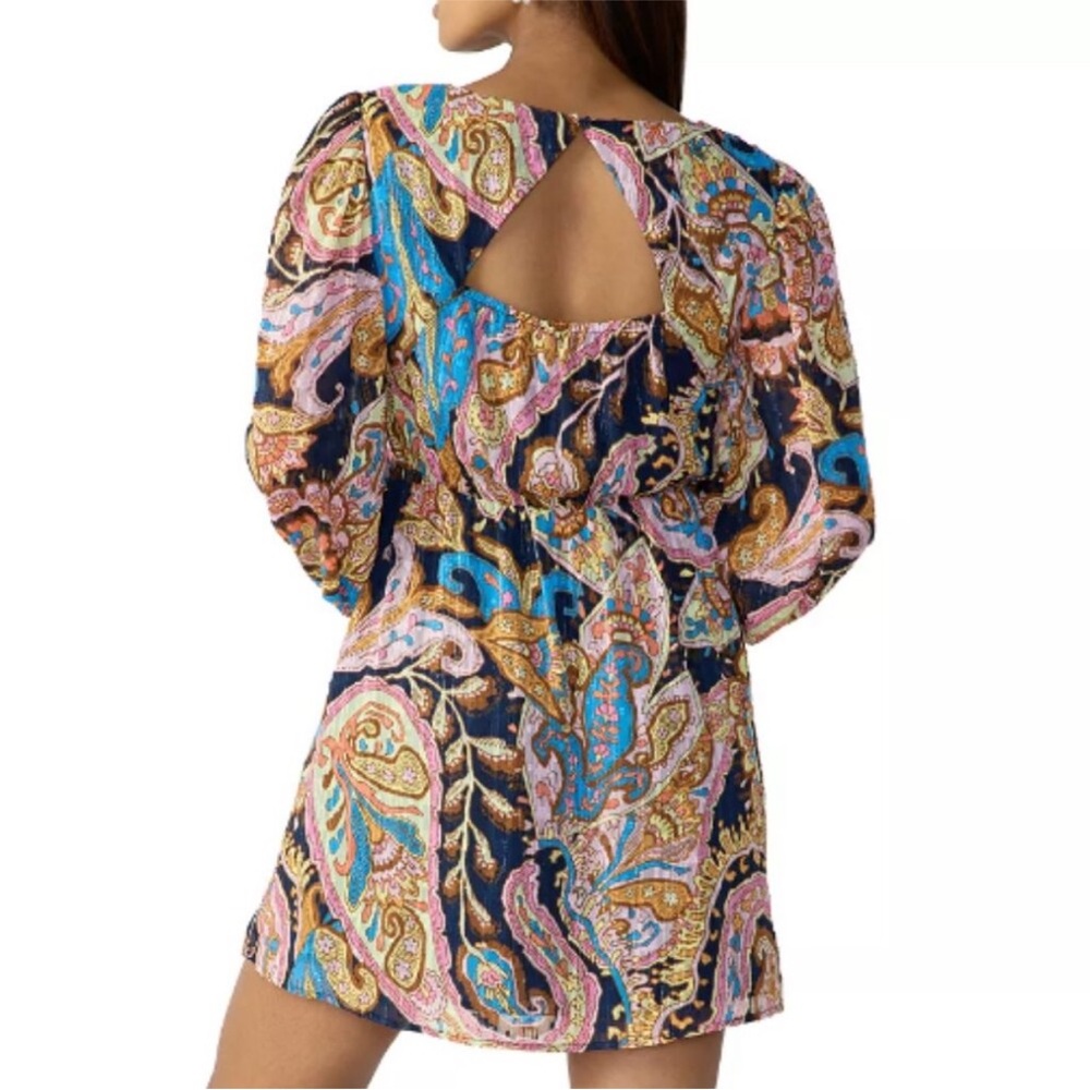 NWT Sanctuary girls day out Paisley boho V-Neck cut out back Dress M - Picture 2 of 16